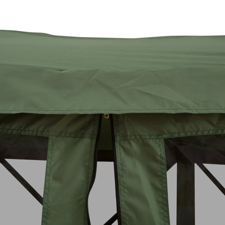 12' Hexagonal Gazebo Tent Canopy Camping Outdoor Shelter w/ Full Mosquito Net Mesh Walls, Green