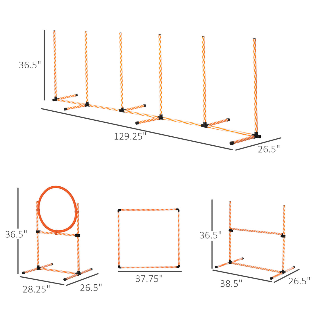 Portable Agility Trainer / Exercise Set for Pet - Orange & White