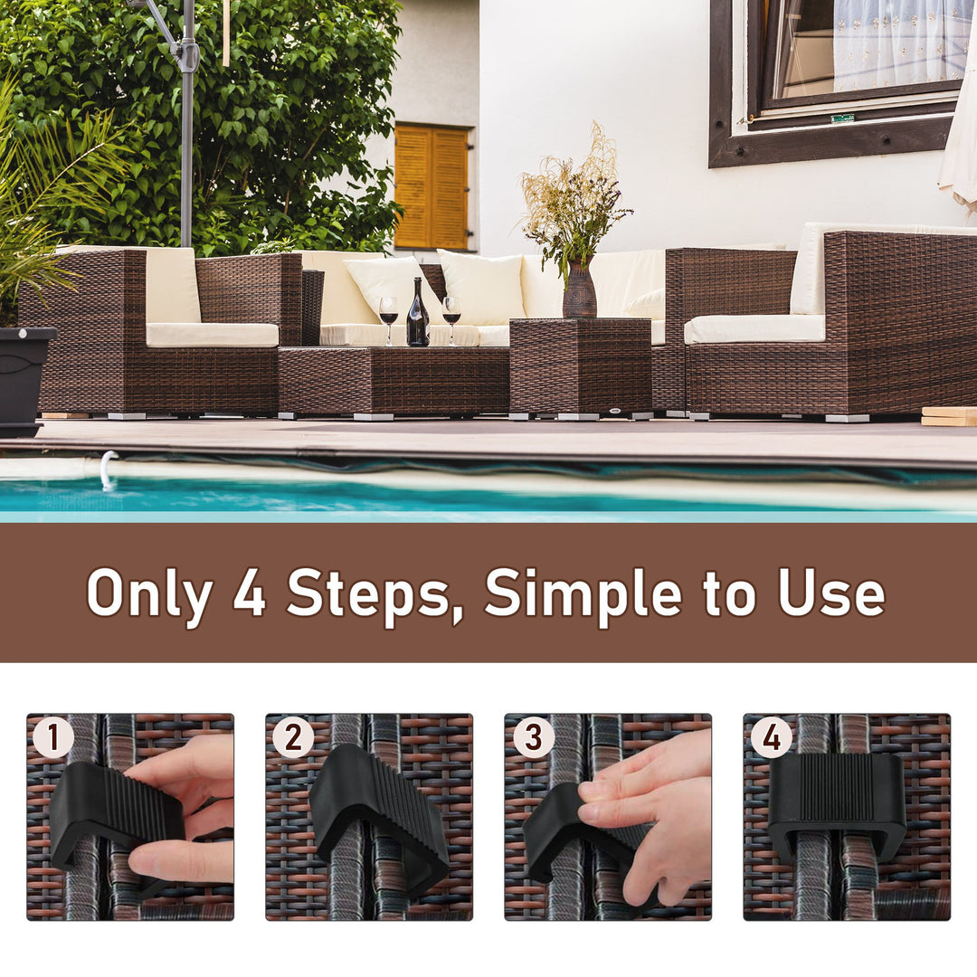 10pc Furniture Sofa Fastener Clips Patio Set Connectors for Indoor, Outdoor Garden - Black