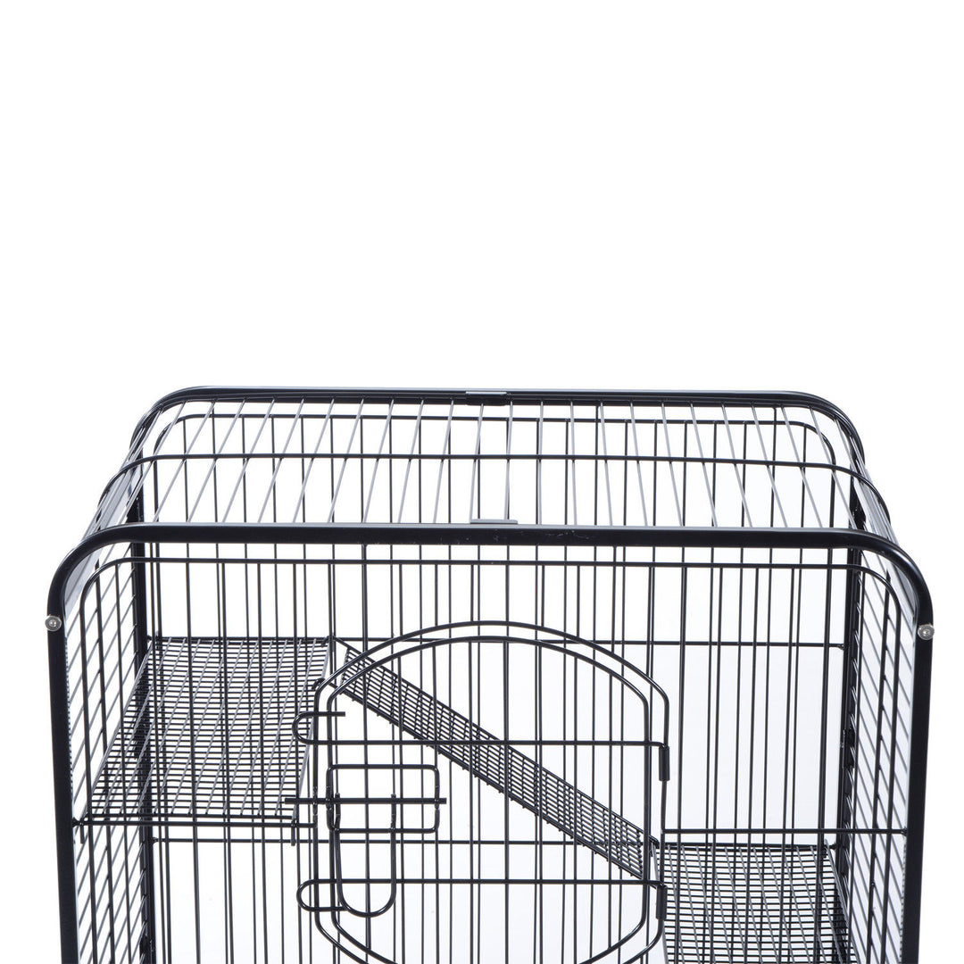 3-Tier Rolling Small Pet Cage - Black