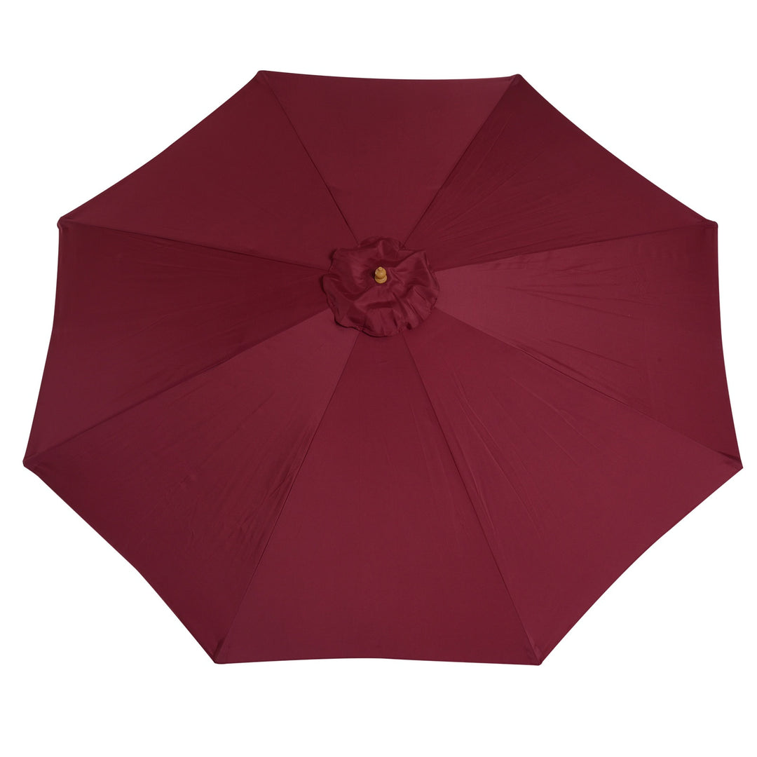 10ft Round Umbrella Canopy Parasol for Patio Deck Garden Sun Shade, Bamboo, Wood - Wine Red