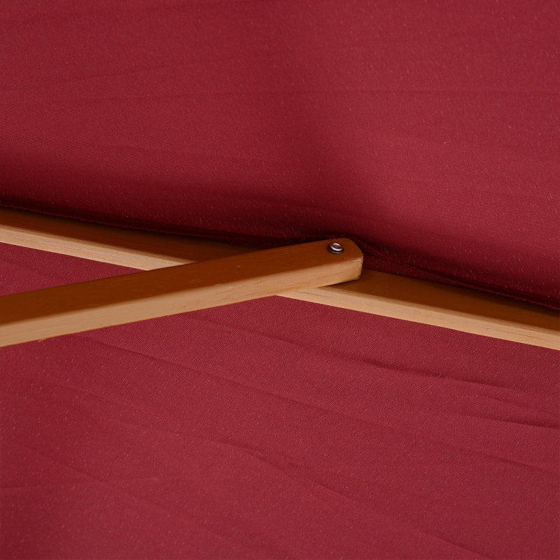 10ft Round Umbrella Canopy Parasol for Patio Deck Garden Sun Shade, Bamboo, Wood - Wine Red