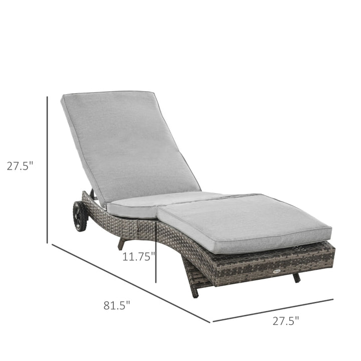 S-Shaped Sun Lounger Chair w/ Adjustable Backrest, Patio Tanning Beach Pool Deck Garden - Grey