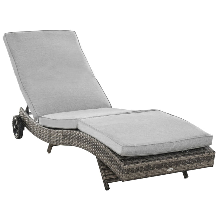 S-Shaped Sun Lounger Chair w/ Adjustable Backrest, Patio Tanning Beach Pool Deck Garden - Grey