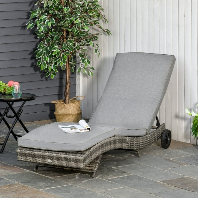 S-Shaped Sun Lounger Chair w/ Adjustable Backrest, Patio Tanning Beach Pool Deck Garden - Grey