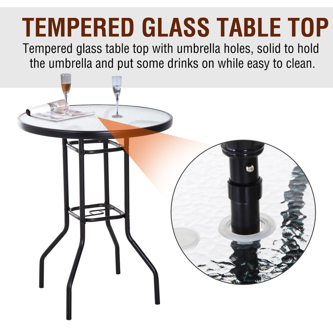 Outdoor 4PC Foldable Bistro Dining Set w/ 2 Chairs Table & Umbrella for Patio Garden - Brown