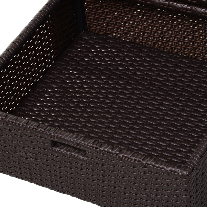 32” PE Rattan Wicker Indoor Outdoor Organizer Storage Cabinet w/ Drawers for Patio Pool - Brown