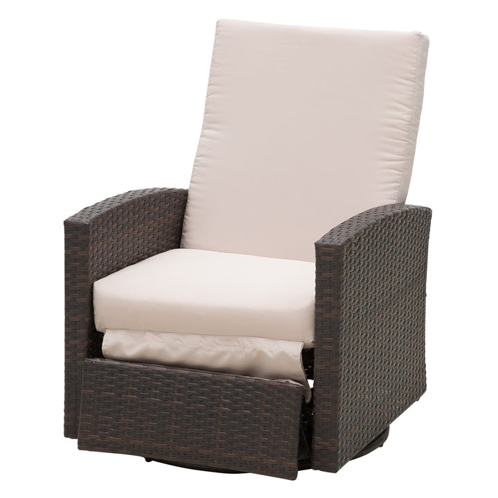 Premium Outdoor PE Rattan Wicker Swivel Sofa Recliner Lounger for Patio Backyard Garden - Brown
