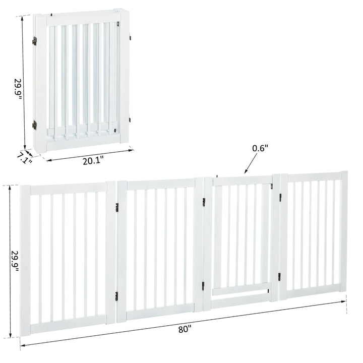 Freestanding 4-Panel Dog Barrier Fence w/ Door