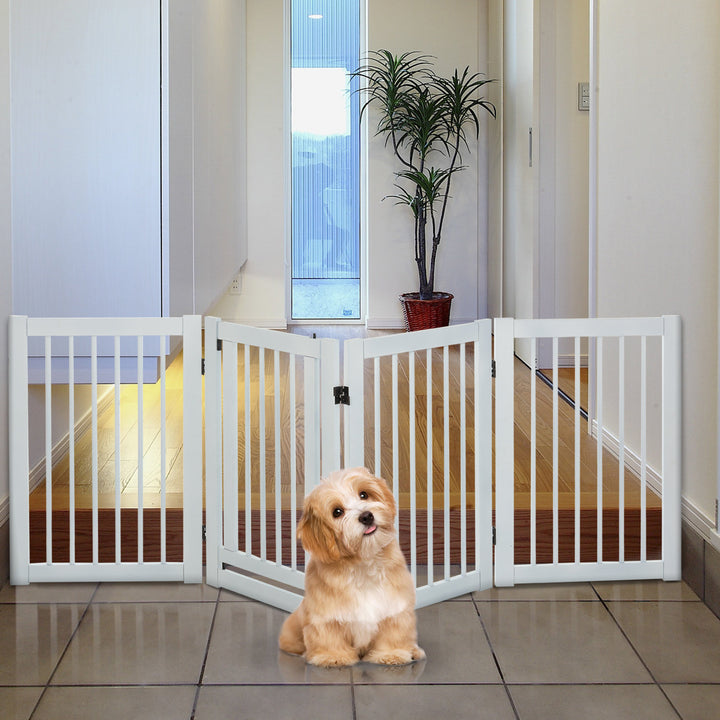Freestanding 4-Panel Dog Barrier Fence w/ Door