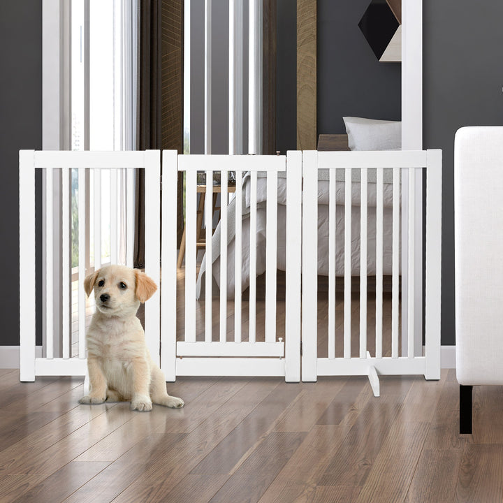 Freestanding 3-Panel Dog Barrier Fence w/ Door