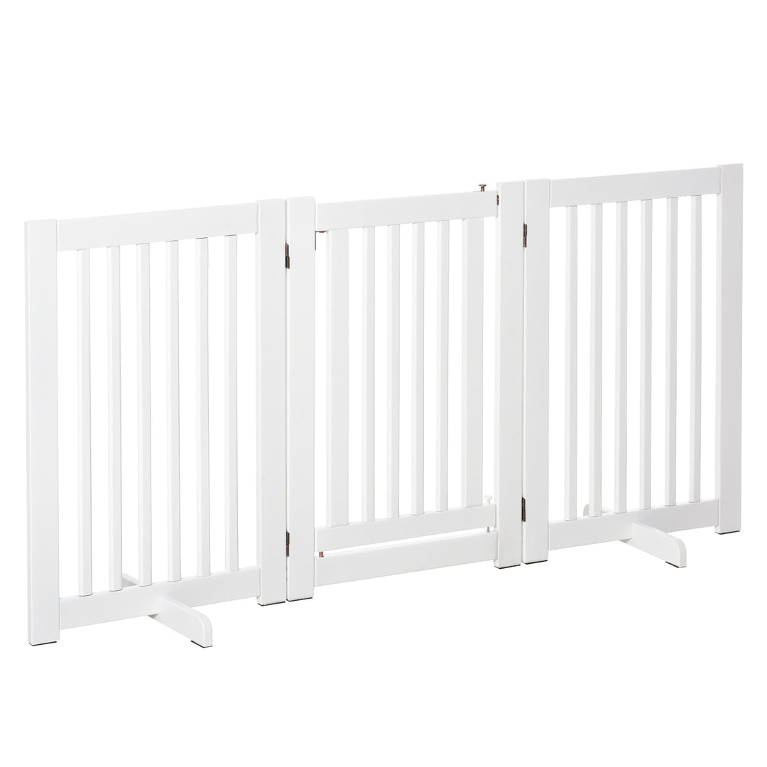 Freestanding 3-Panel Dog Barrier Fence w/ Door