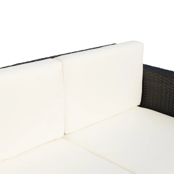 PE Rattan Wicker Loveseat Sofa Bench w Cushions, Outdoor Patio Deck, Dark Brown, Cream White