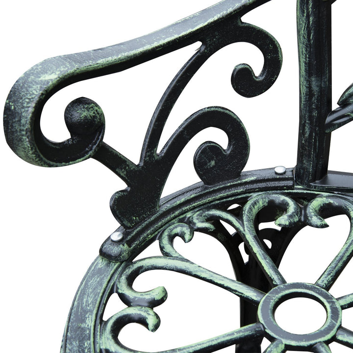 Outdoor 2-Seater Antique Decorative Metal Garden Bench for Patio Backyard Deck Porch - Green