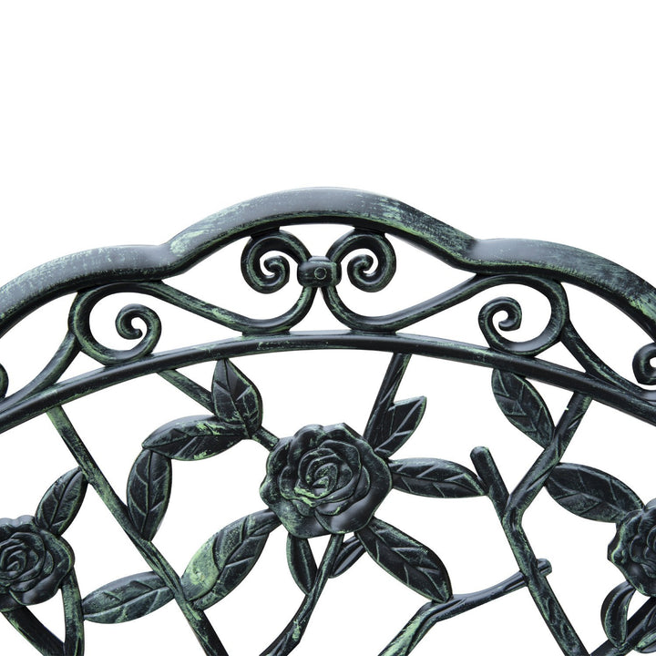 Outdoor 2-Seater Antique Decorative Metal Garden Bench for Patio Backyard Deck Porch - Green