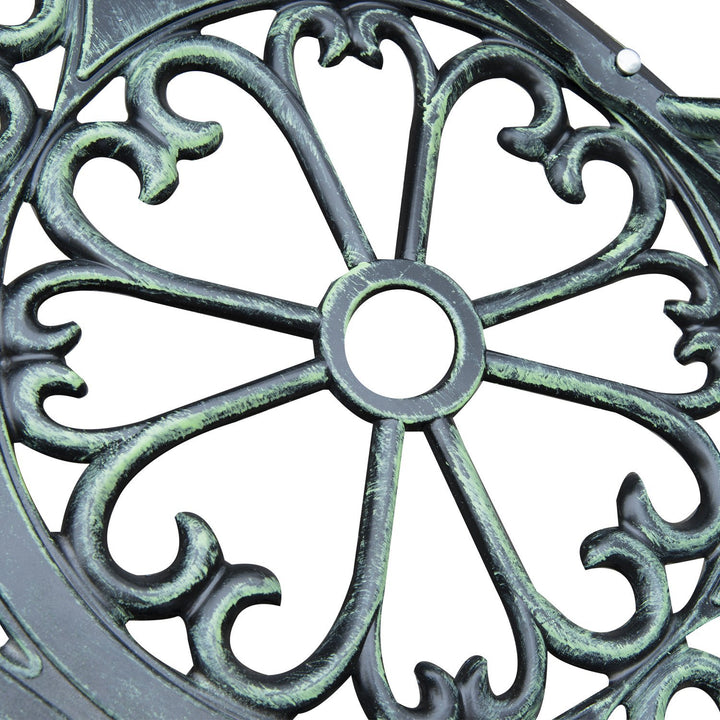 Outdoor 2-Seater Antique Decorative Metal Garden Bench for Patio Backyard Deck Porch - Green